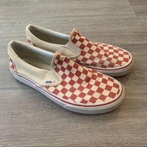 Red Checkerboard Vans Slip-On